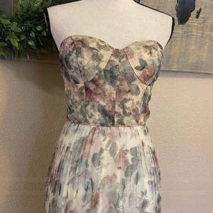 Lulu’s Most Beautiful Day Ivory Multi Floral Print Organza Maxi Dress